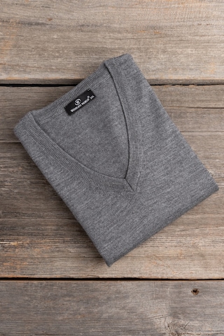 V Yaka Battal Büyük Boy Yünlü Kolsuz Triko Süveter Gri