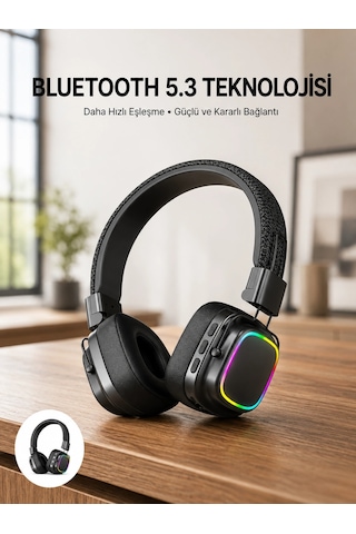 Plentifulrenkli Işık Efektli Bluetooth 5.3 Müzik Kulaklığı Yeni Nesil