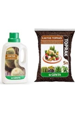 Genta Kaktüs ve Sukulent Organik Toprak 5 L-Kaktüs Besini 500 ML Genta Kaktüs ve Sukulent Organik Toprak 5 L-Kaktüs Besini 500 ML