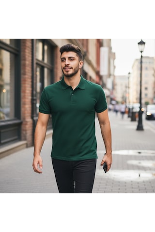 Bite Nose Renk Seçenekli Erkek Polo Yaka Tişört Günlük & Şık Pamuklu Slim Fit Zümrüt Yeşili