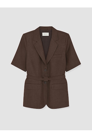 Lcw Studıo Kahverengi Kemerli Kadın %100 Keten Blazer Ceket