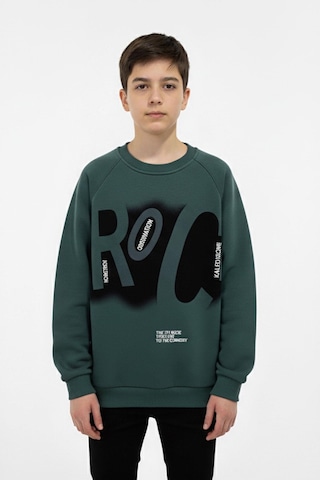 Baskılı Erkek Çocuk Sweatshirt-90880 Yeşil