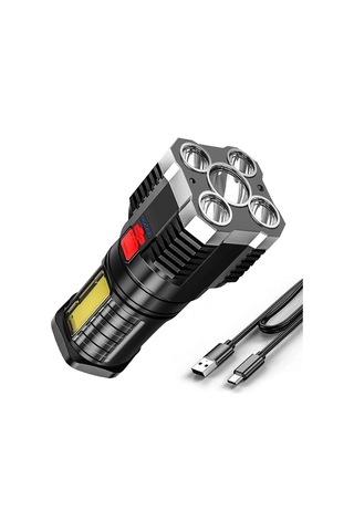 Usb Şarjlı 4 Modlu El Feneri Mavi