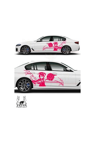 120X50cm-Samuray Kız Yan Kapı Oto Sticker, Samurai Girl