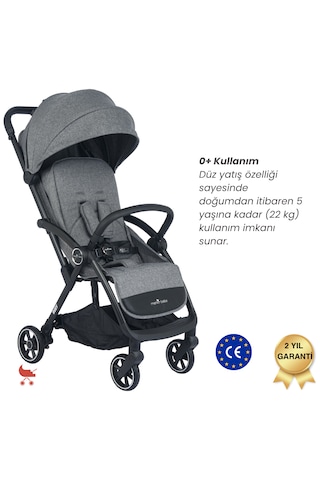 Merkür Bebe Ruby Otomatik Katlanan Kabin Boy Bebek Arabası Gri