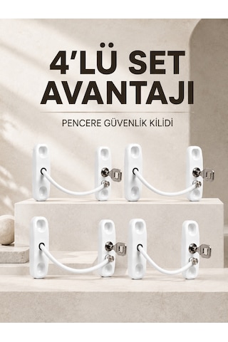 Çocuk Güvenliği İçin Pencere Kilidi Anahtarlı 4 Lü Paket Diğer