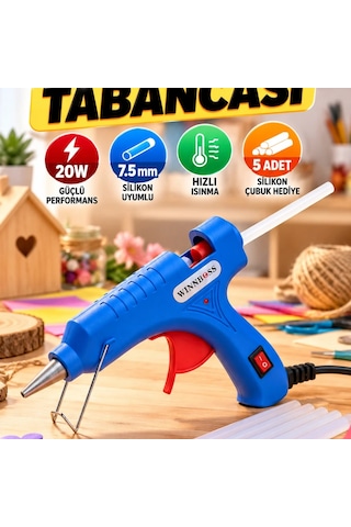 20w Sıcak Silikon Tabancası 7.5 Mm Uyumlu 5 Silikon Çubuklu Set