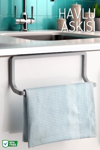 Modern Tasarımlı Tekli Havlu Askısı Banyo Ve Mutfak Kullanımına Uygun Gri