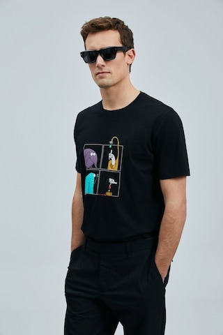 Lufian 111020254 Funky Modern Grafik Tişort Erkek T-shirt SIYAH