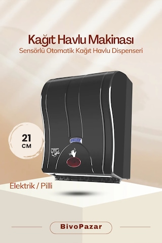 Palex Prestij Otomatik Kağıt Havlu Dispenseri 21 Cm Siyah
