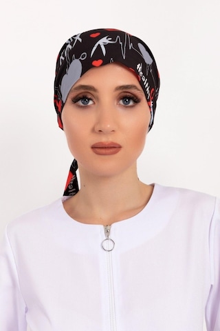 Sağlıklı Kalp Desenli Tesettür Doktor Cerrah Hemşire Hastane Cerrahi Bone Siyah