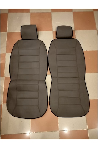 Terletmez Gri Renk Üniversal Oto Kılıf Koltuk Minderi Ön 2 Takım