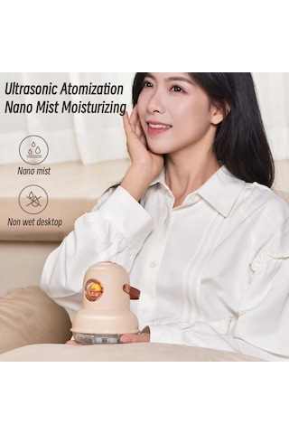 Icarer Ailesi If-js01 Usb Şarjlı Masaüstü Gece Lambası Çift Spreyli Nemlendirici, Renk: Pembe Dijital