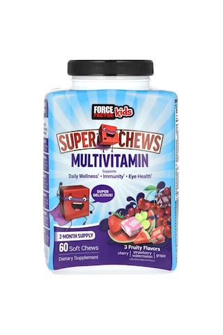 Force Factor Kids Super Chews Multivitamin Cherry Strawberry Watermelon Grape 60 Soft Chews