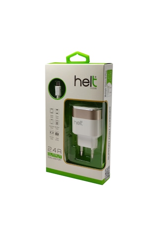 Helt HT-12 2 Çıkışlı 10 W 2400 Mah Micro Kablo + Şarj Aleti - Gold