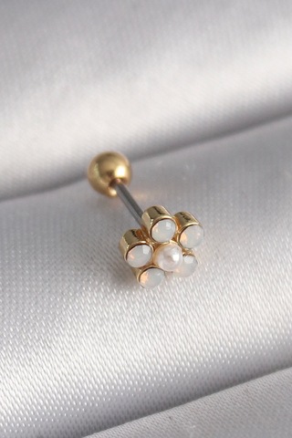 Ceylan Adam 316l Çelik Gold Renk Zirkon Taşlı Çiçek Model Tragus Piercing Çok Renkli