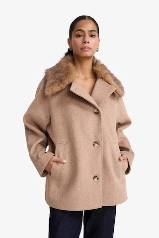 Defacto Çıkarılabilir Suni Kürk Yaka Regular Fit Düğmeli Kaşe Kaban F1218ax25wnbg501 Bej-bg501