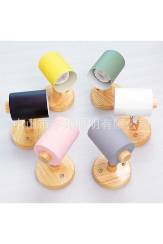 Tongxida Ahşap Tabanlı Gu10 Duvar Lambası, Pratik Açma/kapama Düğmeli, Beyaz Beyaz