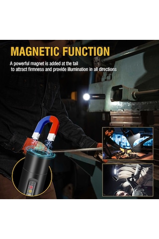 Kosona V5s Mini Led Feneri 500lm: Usb Type-c Şarjlı, Çift Taraflı Işık Modları, Mıknatıslı, Alüminyum Gövde, Ipx5 Su Geçirmez Siyah