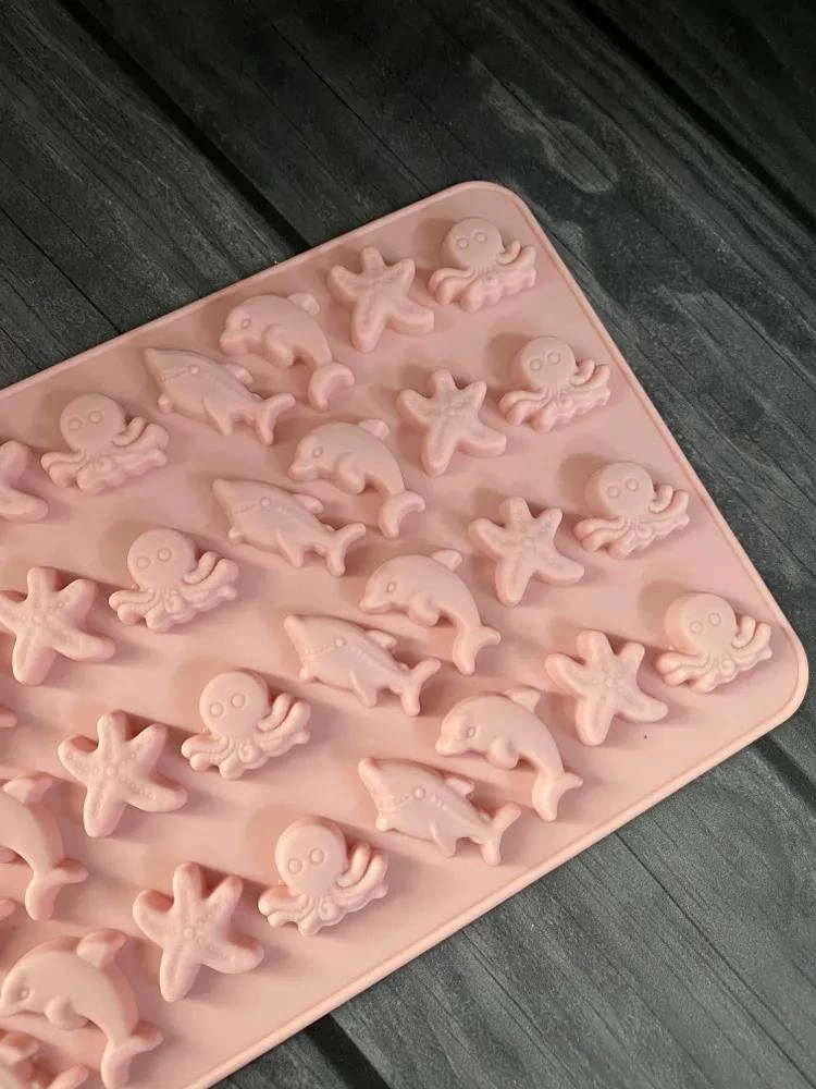Youtek Deniz Canlıları Şekilli Silikon Kalıp - 32 Hücreli Çikolata Ve Izomalt Kalıbı, 1 Adet, 10x20 Cm Boyutunda Pembe