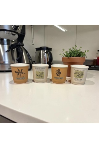 Art 4'lü Espresso Bardağı 90cc , Kulpsuz Kahve Fincanı Renkli
