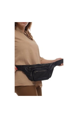 Nahitatyana Unisex Çok Cepli Hakiki Deri Freebag Bel Çantası Siyah