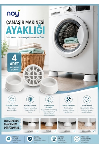 Beyaz Eşya Altlığı Ayağı 4 Adet Çamaşır Bulaşık Makinası Yükseltici Titreşim Önleyici Ayaklık Beyaz