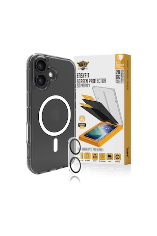 Buff Apple Uyumlu iPhone 17 - MagSafe Kılıf + Ekran Koruyucu + Lens Koruyucu Privacy