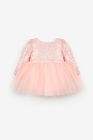 Le Mabelle Somon Pullu Uzun Kollu Kız Bebek Elbise - Berry Pembe