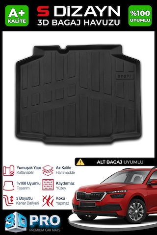 S-dizayn Skoda Kamiq 3d Pro Bagaj Havuzu 2019 Üzeri A+ Kalite