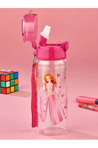 Pembe Presnes Suluk 500 Ml - Çocuk Suluk, Matara, Pipetli Suluk, Askılı Suluk Kızlı Matara