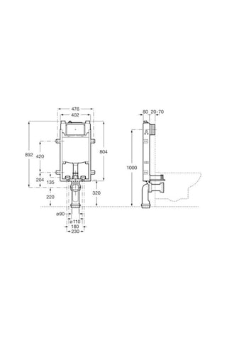 Roca Basic Wc Yarım Çerçeveli Ayaklı Gömme Rezervuar A890070121 Krom