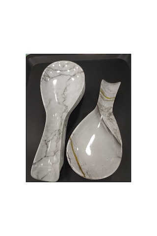 Desenli Melamin Ocak Yanı Kaşıklık - Melamin Kirli Kaşık Altlığı Kepçe, Kaşık Nihalesi 26 X 9 Cm Desenli