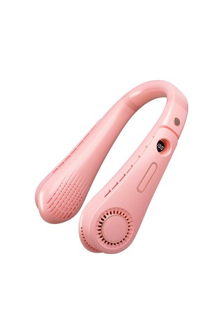 F11 Taşınabilir Usb Şarj Dönen Dijital Ekran Bladess Asma Boyun Fan Pembe