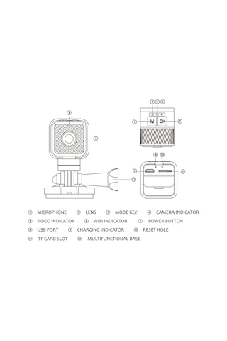 Ranyeek Siyah 1080p Dış Mekan Bisiklet Kamera - Wifi İle Akış, Su Geçirmez, Döngü Kaydı, 900mah Batarya Siyah