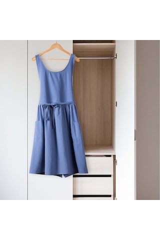 Homyl Pamuklu Mutfak Önlüğü Şef Makinede Yıkanabilir Kolsuz Mavi