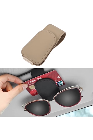 Microcase Universal Suni Deri Oto Güneş Gözlük Tutucu Askılık Mıknatıslı - Al5240 Bej