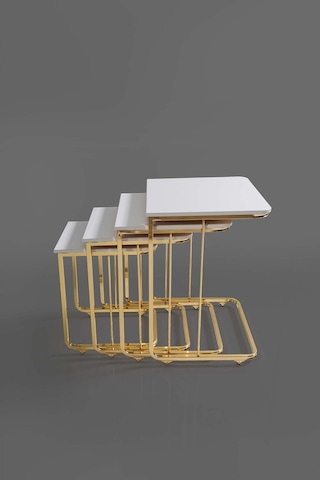 Tekerlekli Veys Sehpa Gold 4 Lü Zigon Sehpa - Orta Sehpa - Yan Se (550696638)