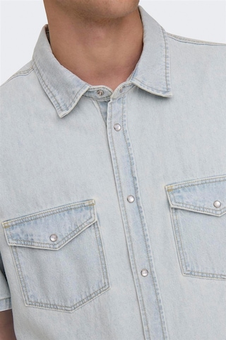 Only & Sons Onsbane 9181 Gua Dnm Ss Shırt Erkek Mavi Denim Gömlek - 22029181 Mavi