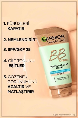 Garnier Hyaluronic Acid Aloe Oil Free BB Krem 50 ML Light
