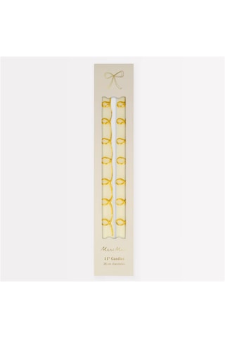 Meri Meri - Gold Swirl Taper Candles - Altın Kıvrımlı Mumlar 2'li Tüm Yaşlar