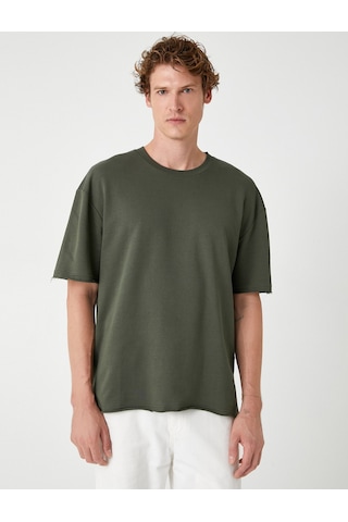 Koton Oversize Tişört Kısa Kollu Bisiklet Yaka Pamuklu Siyah 5wam10053hk Gri