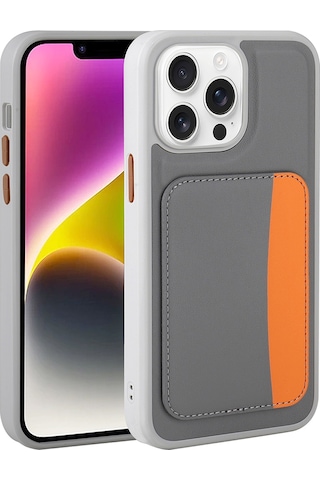 Apple Uyumlu iPhone 16 Pro Kılıf Kartlıklı Zore X-kart Silikon Kapak - Turuncu Turuncu