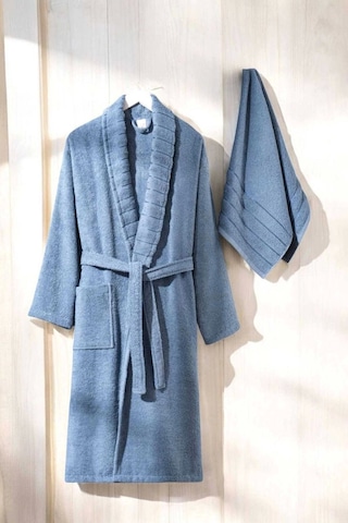 Aqualoom Lüx Erkek Bornoz Ve Havlu Seti %100 Pamuklu Mavi S-m Diğer