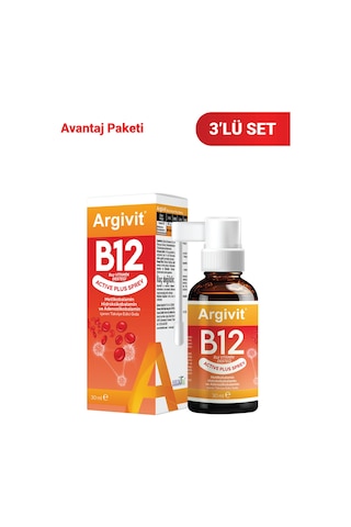 Argivit Active Plus B12 Vitamin Sprey 3 x 30 ML