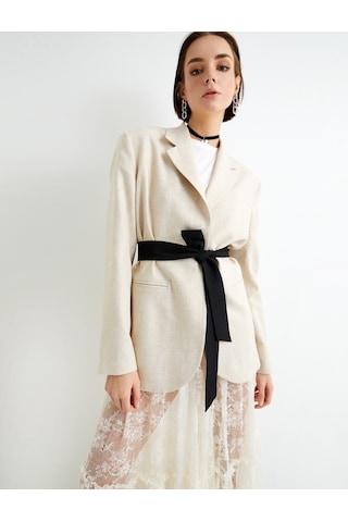 Koton Blazer Ceket Fleto Cepli Kırık Beyaz 4sak50141uw Ekru