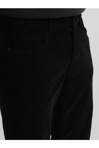 Kip Erkek Slim Fit Korduroy Pantolon - Minimalist Günlük Stil Siyah
