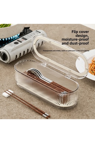 Mufunye Küçük Ev Aletleri Saklama Kutusu, Toz Engelleme Kapağı Ve Süzme Özelliği İle Cam Görünüm, Çubuk, Kaşık, Çatal Depolama Krem Beyaz Diğer
