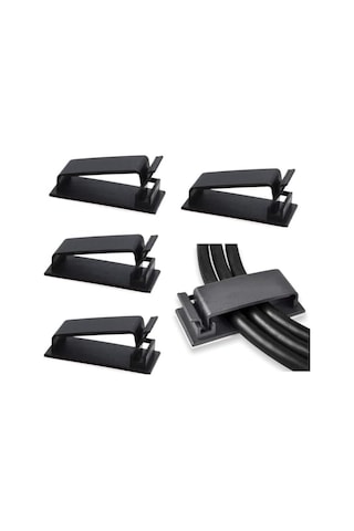 Orret Home 4 Adet Kendinden Yapışkanlı Kablo Yönetim Klipsleri, Çok Amaçlı Kablo Düzenleyiciler, Tel Klipler, Tv, Pc, Dizüstü, Ethernet Kablosu İçin Kablo Tutucu, Masaüstü Ve Ev Ofis Kullanımı Siyah