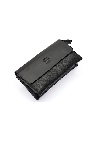 Westpolo Unisex Vegan Deri Mıknatıslı El Portföyü - Siyah 348927